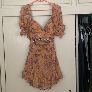 Orange floral dress with tie back. Small by Saints & Secrets.